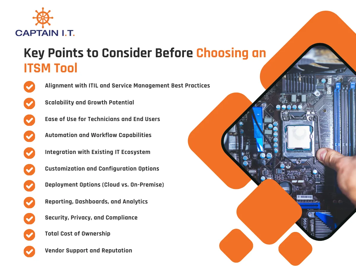 key points to consider before choosing itsm tool